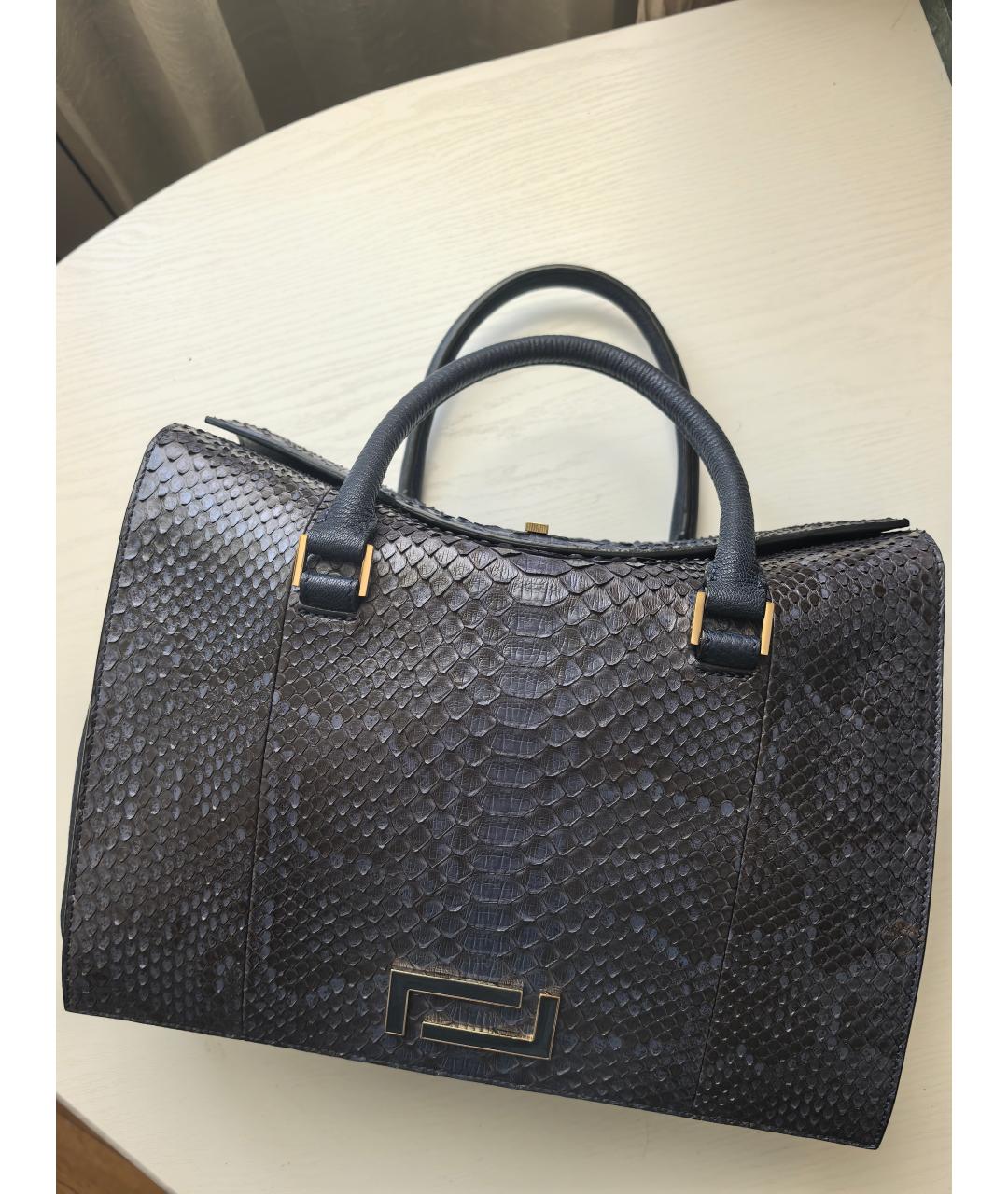 LANCEL Синяя сумка с короткими ручками из экзотической кожи, фото 3
