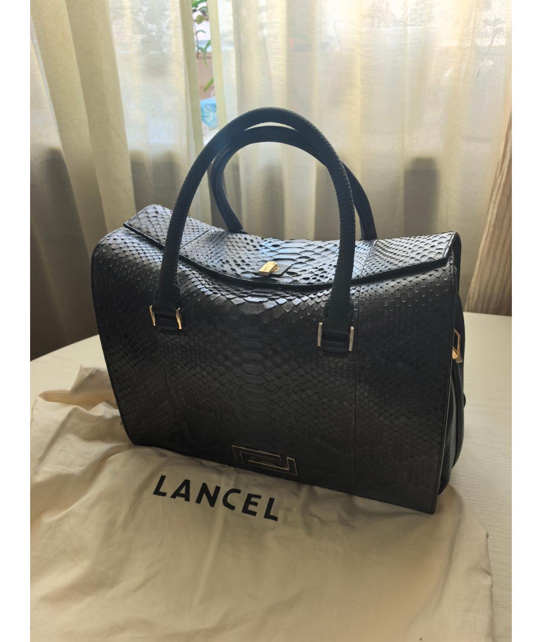 LANCEL Синяя сумка с короткими ручками из экзотической кожи, фото 6