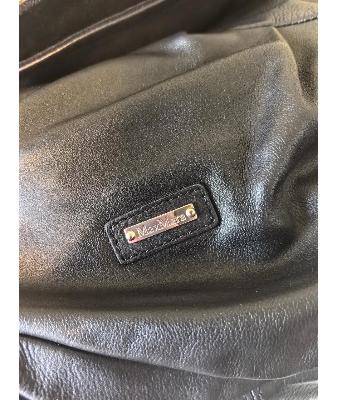 MAX MARA Черная кожаная сумка с короткими ручками, фото 3