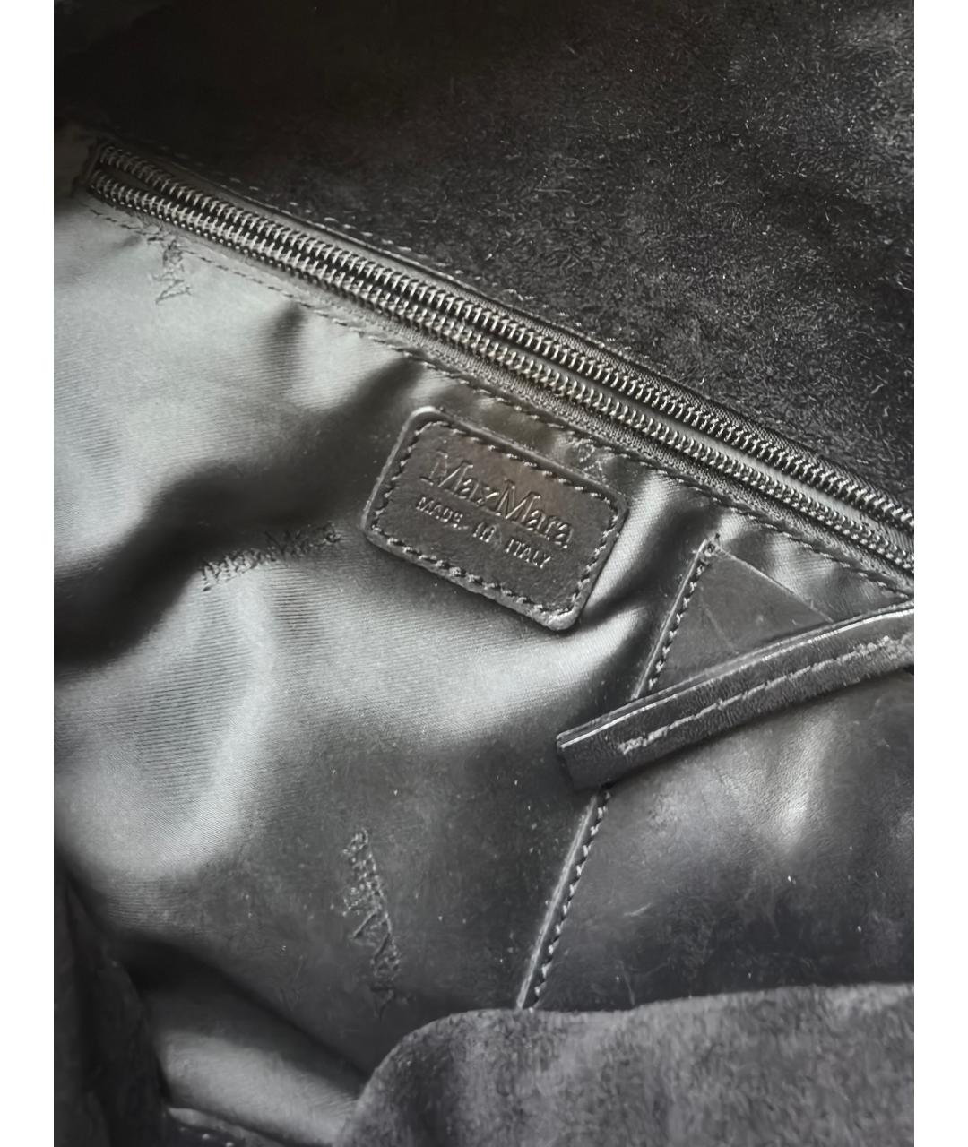 MAX MARA Черная кожаная сумка с короткими ручками, фото 4