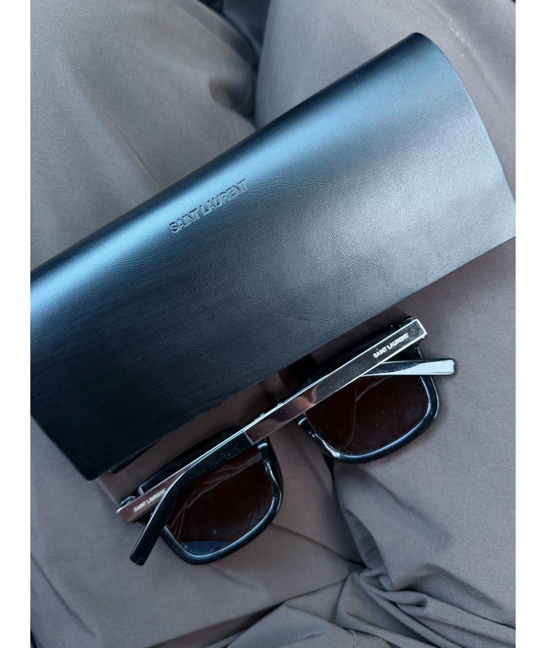 SAINT LAURENT Коричневые пластиковые солнцезащитные очки, фото 3