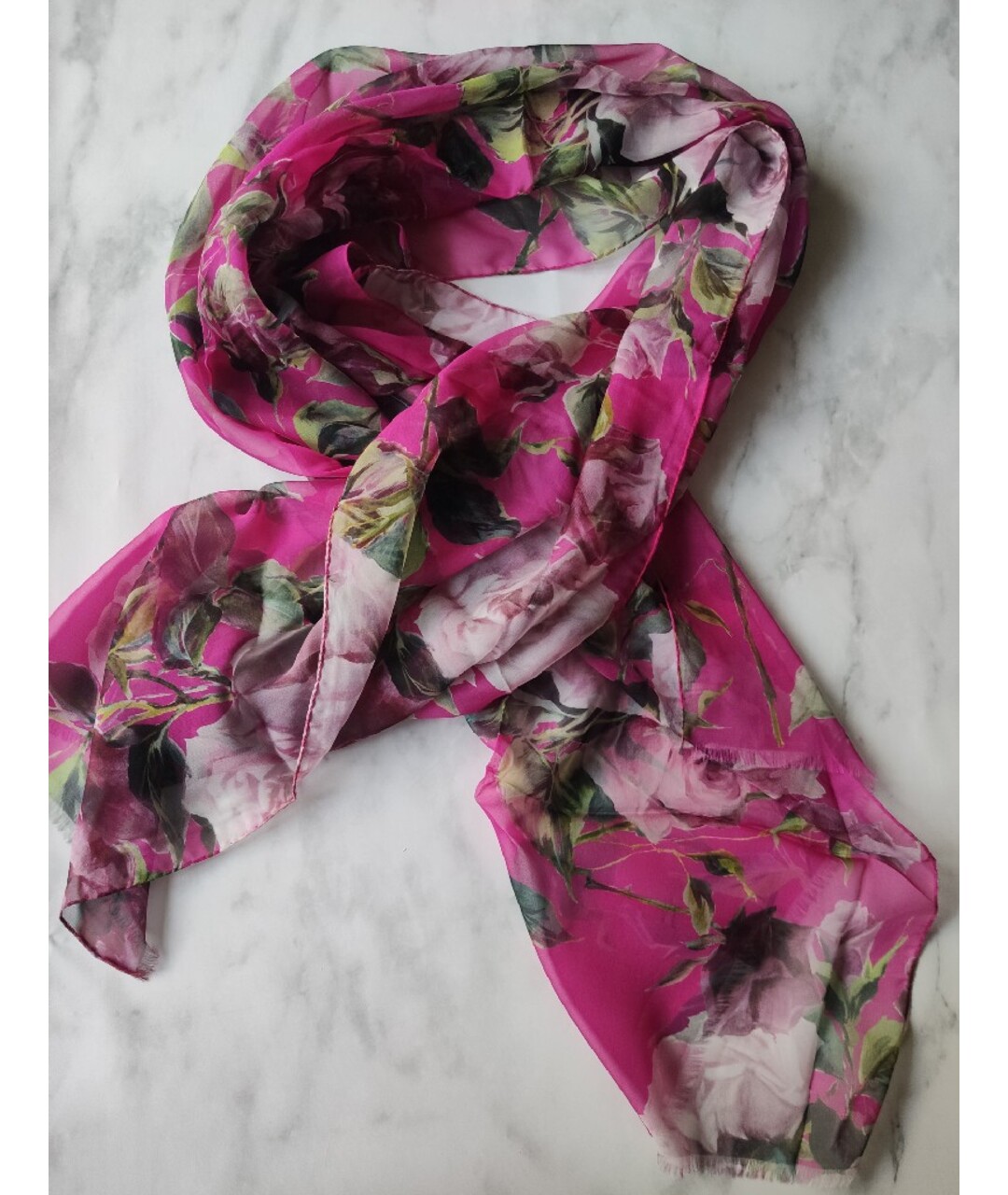 DOLCE&GABBANA Розовый шелковый шарф, фото 2