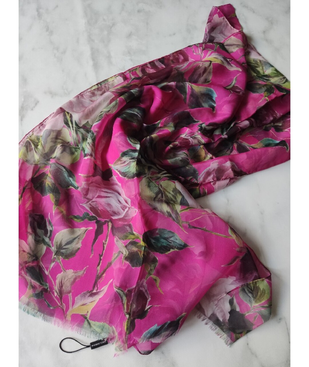 DOLCE&GABBANA Розовый шелковый шарф, фото 6