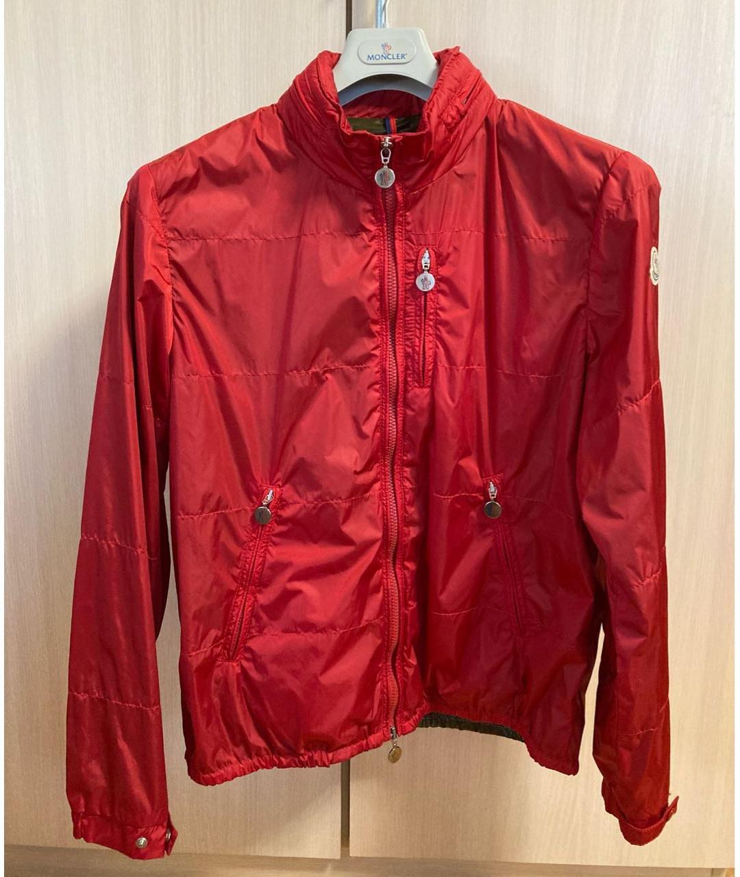 MONCLER Красная полиэстеровая куртка, фото 9