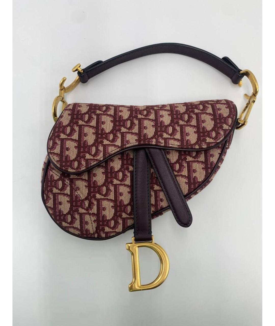 CHRISTIAN DIOR Бордовая жаккардовая сумка через плечо, фото 2