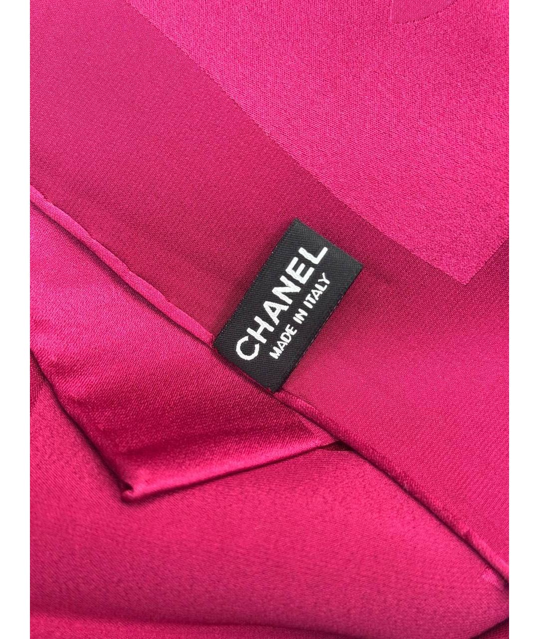 CHANEL Розовый шелковый платок, фото 2