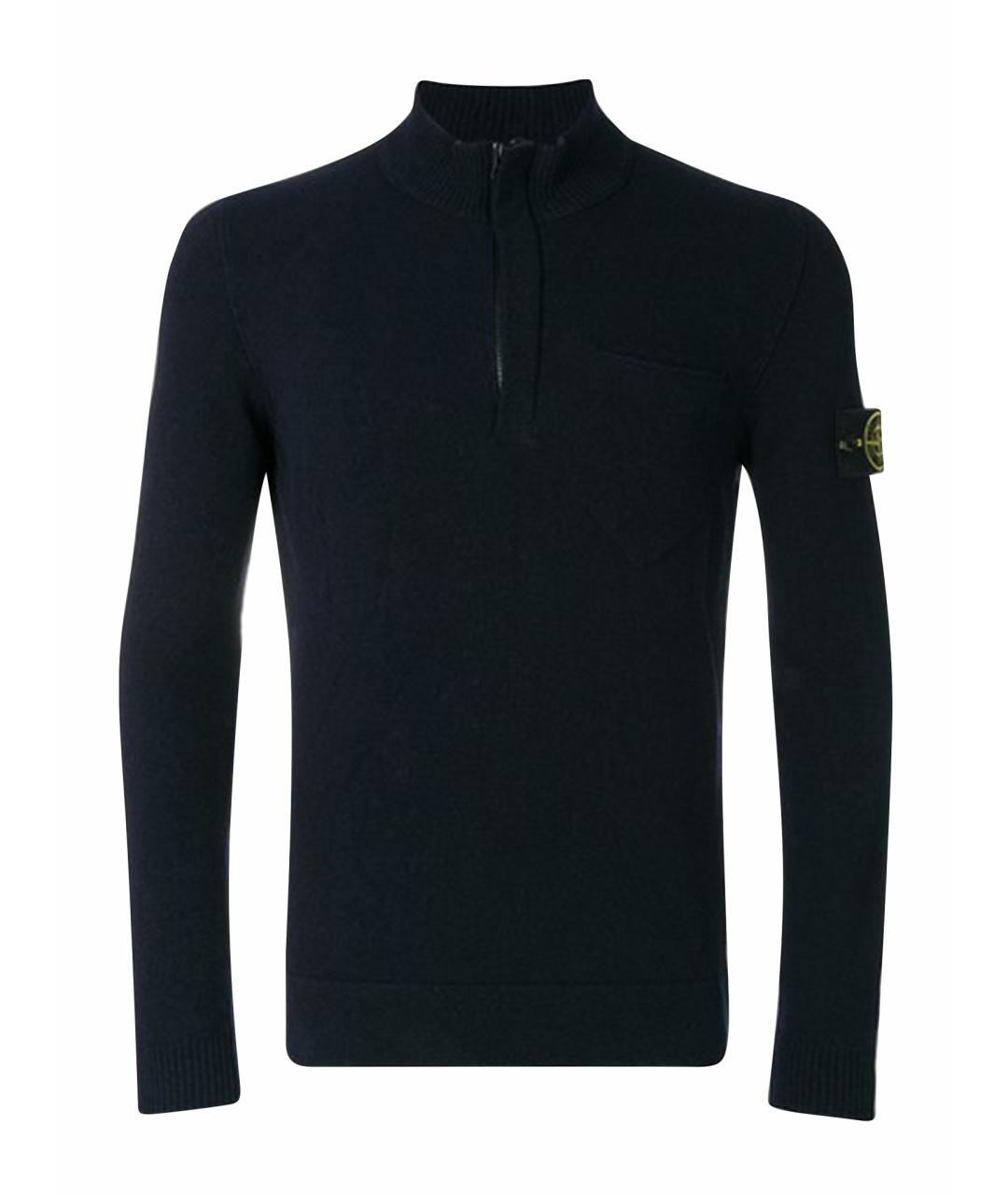 STONE ISLAND Темно-синий хлопковый джемпер / свитер, фото 1