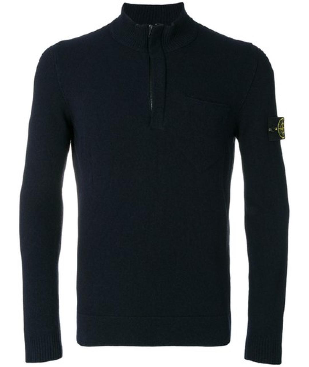 STONE ISLAND Темно-синий хлопковый джемпер / свитер, фото 10