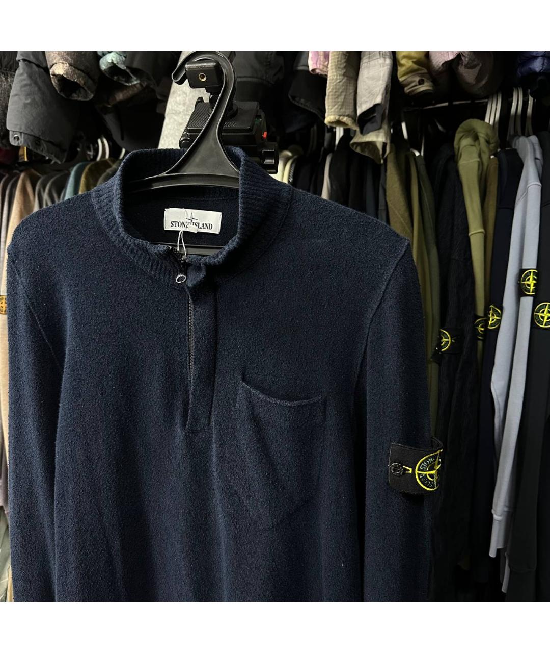 STONE ISLAND Темно-синий хлопковый джемпер / свитер, фото 3
