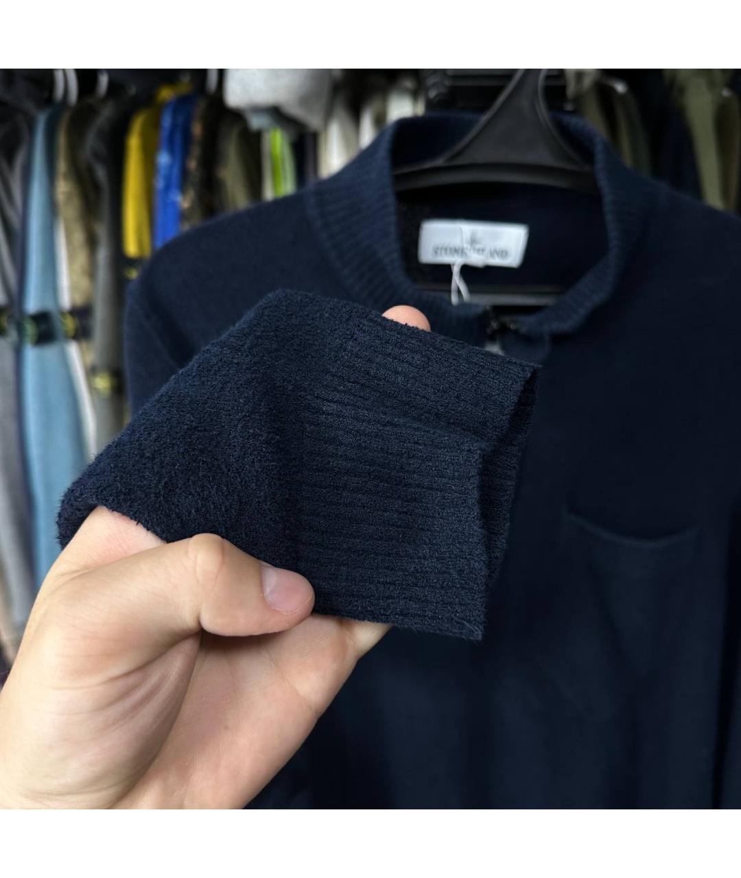 STONE ISLAND Темно-синий хлопковый джемпер / свитер, фото 4