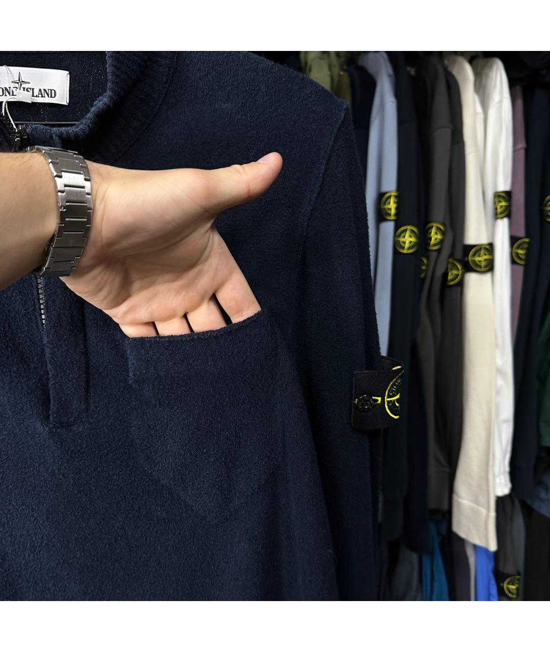 STONE ISLAND Темно-синий хлопковый джемпер / свитер, фото 6
