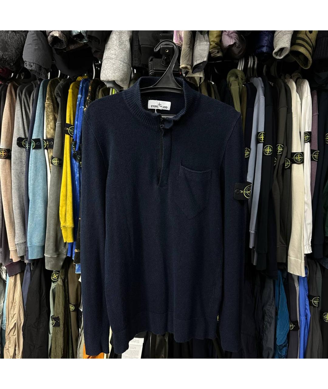 STONE ISLAND Темно-синий хлопковый джемпер / свитер, фото 2