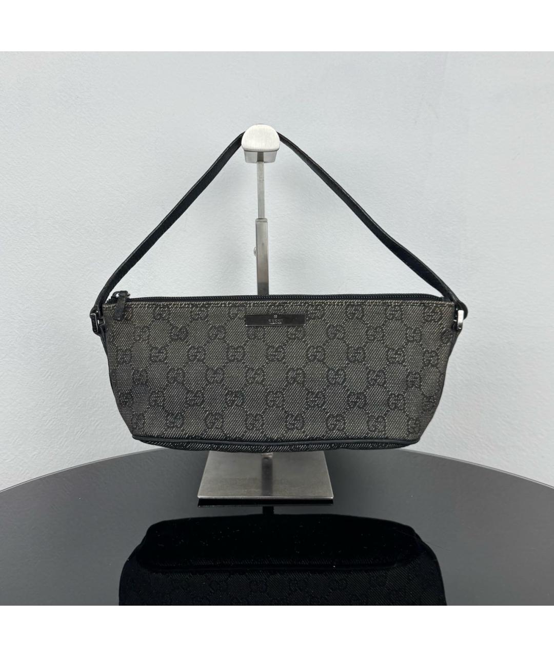 GUCCI Черная жаккардовая сумка с короткими ручками, фото 7