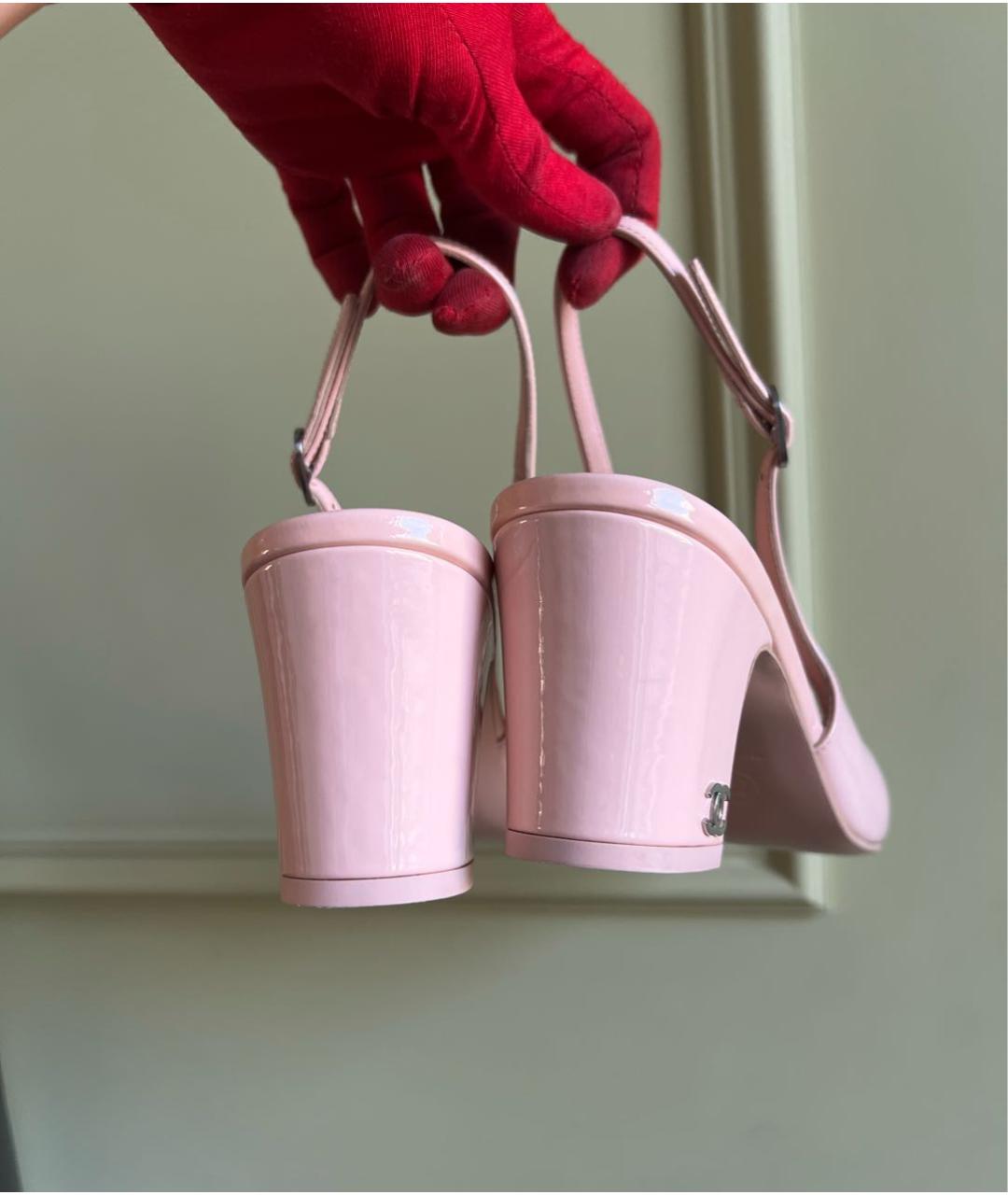 CHANEL Розовые туфли из лакированной кожи, фото 8
