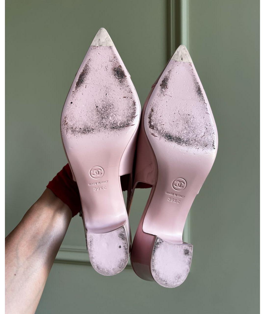CHANEL Розовые туфли из лакированной кожи, фото 6