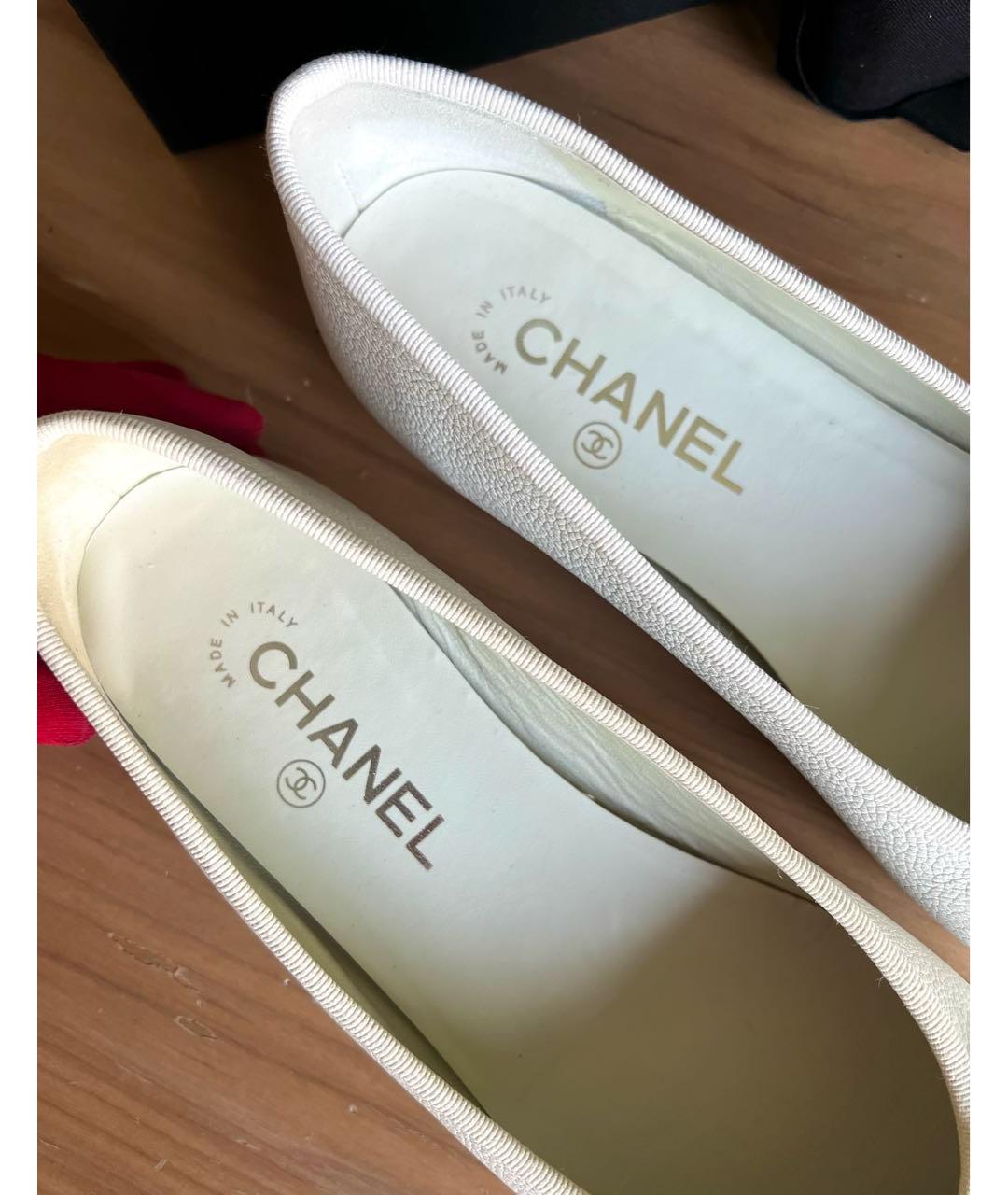 CHANEL Белые кожаные балетки, фото 6