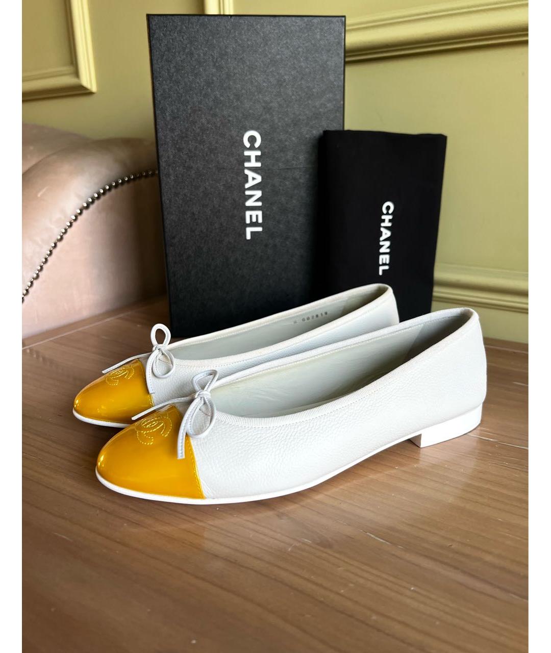 CHANEL Белые кожаные балетки, фото 9