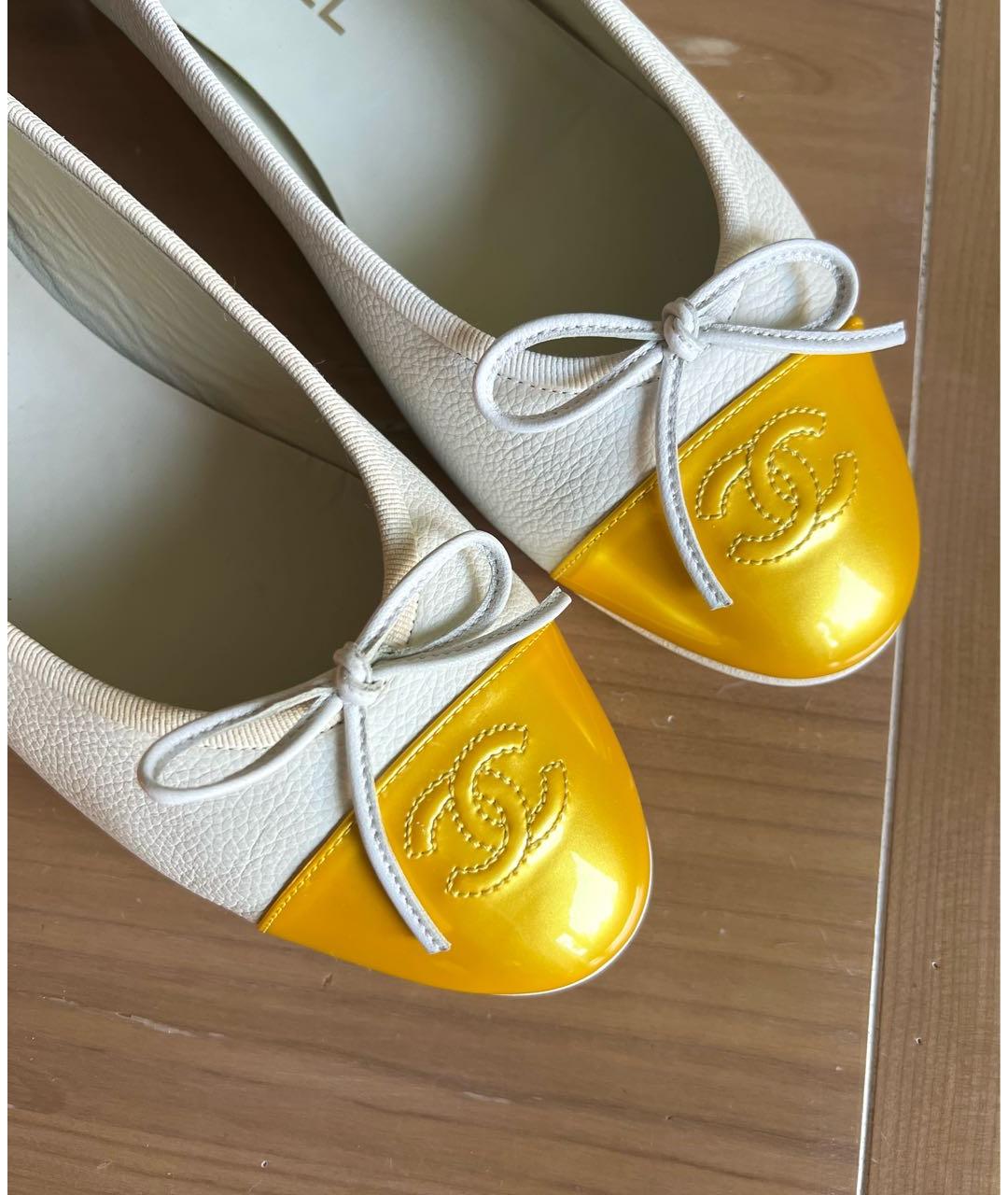CHANEL Белые кожаные балетки, фото 4