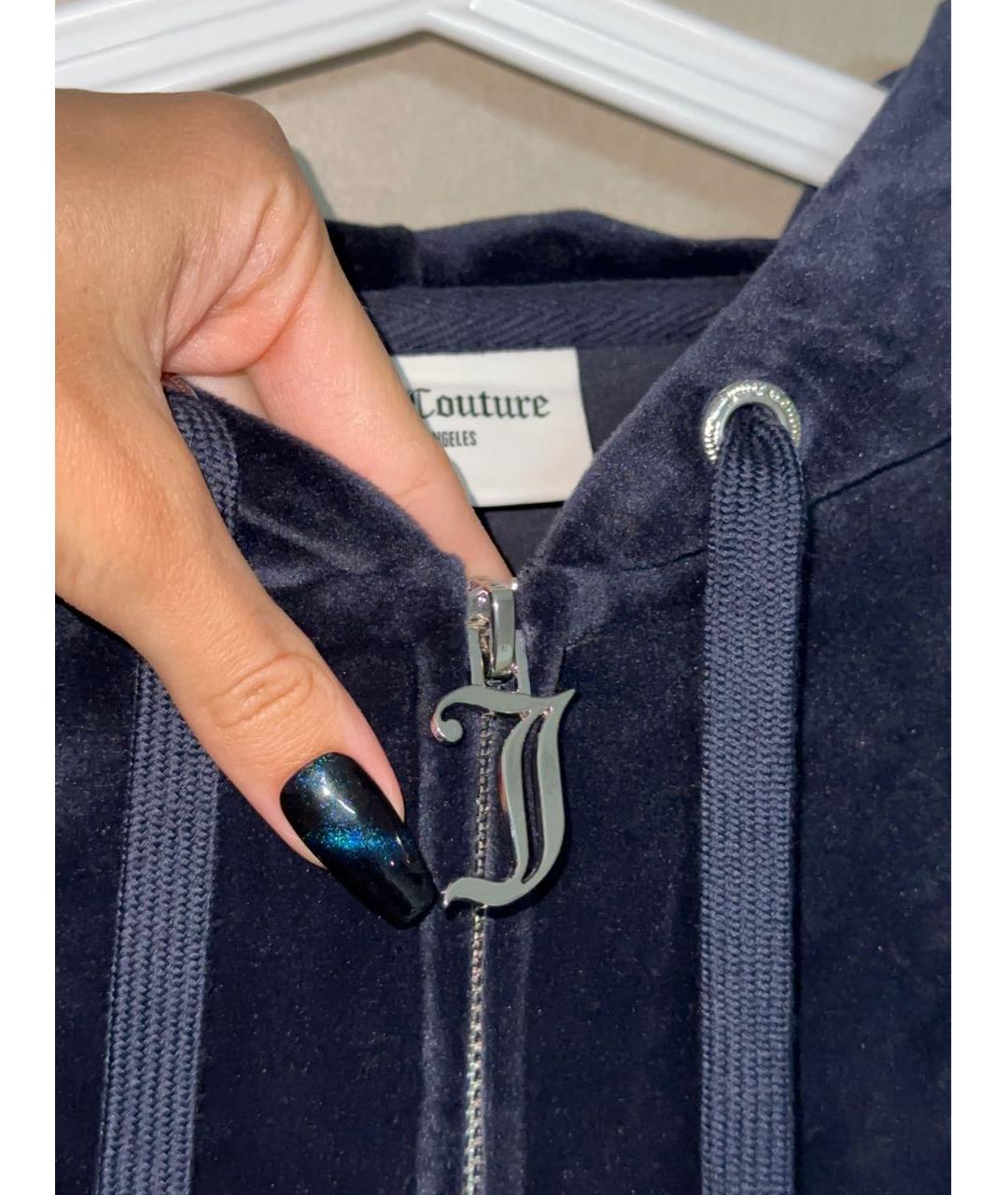 JUICY COUTURE Темно-синий велюровый костюм с брюками, фото 6