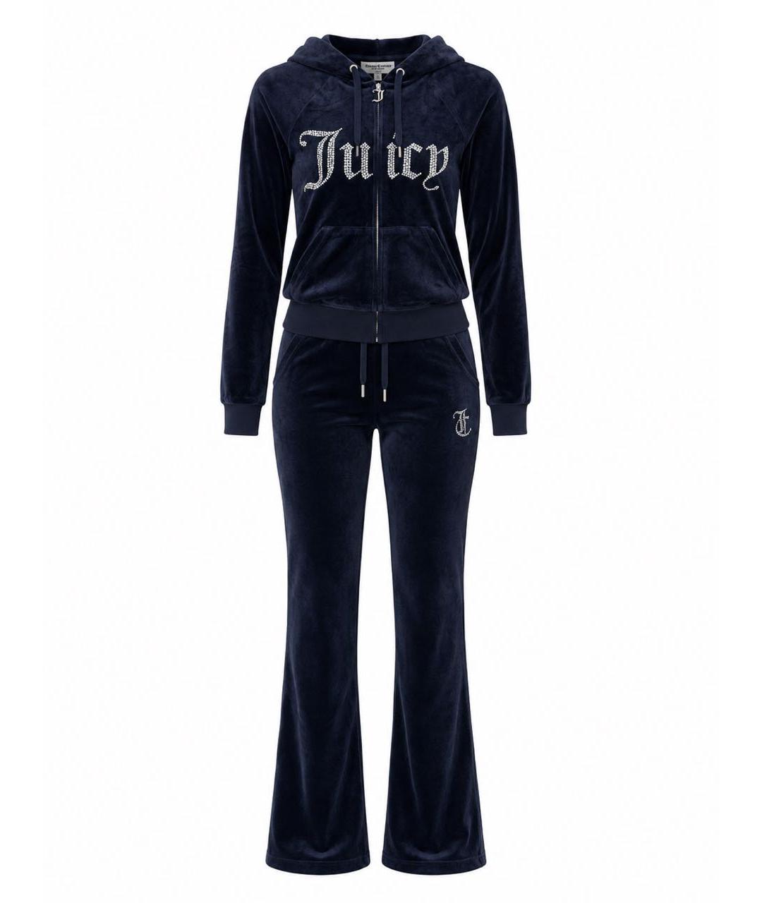 JUICY COUTURE Темно-синий велюровый костюм с брюками, фото 9