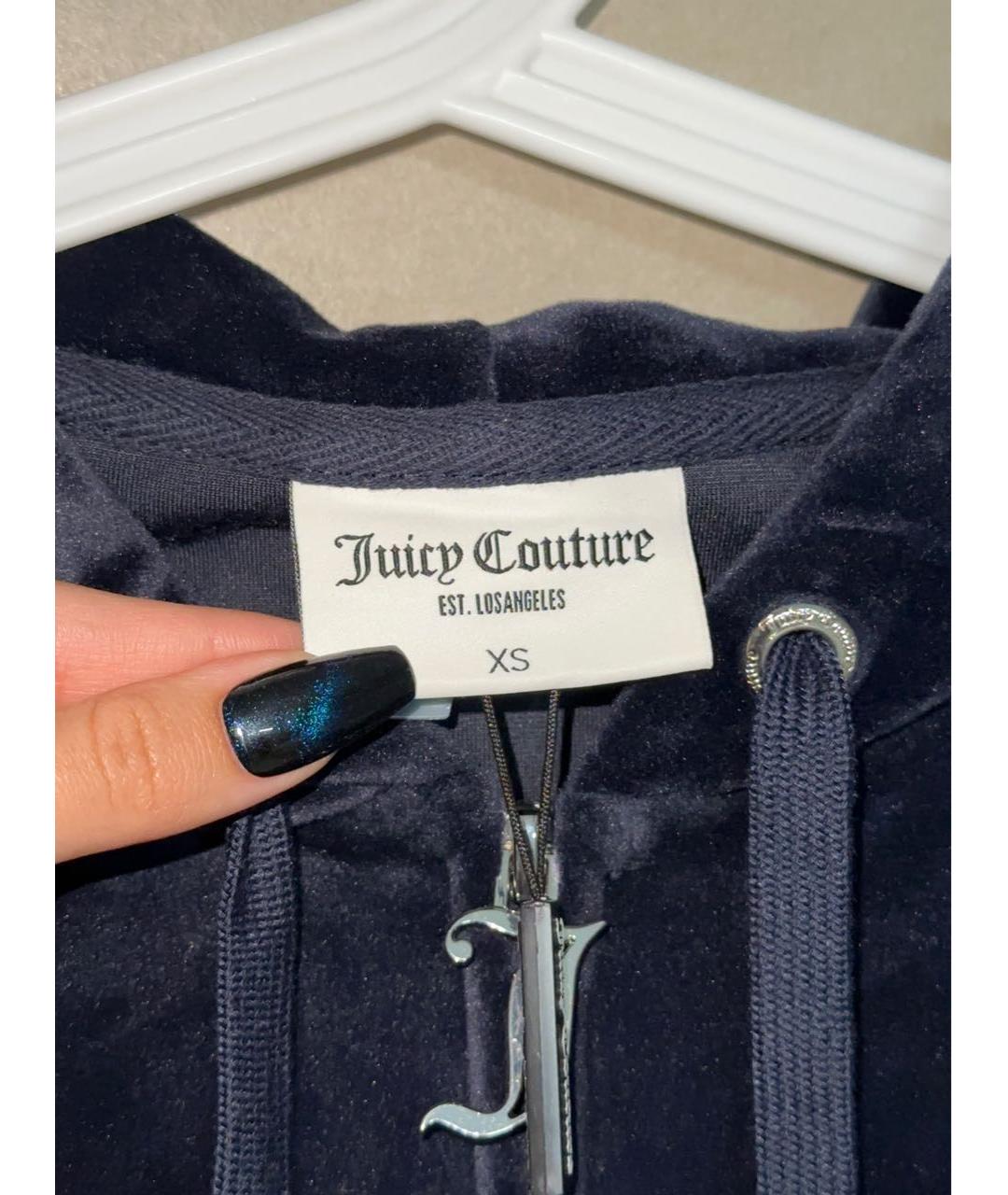 JUICY COUTURE Темно-синий велюровый костюм с брюками, фото 5