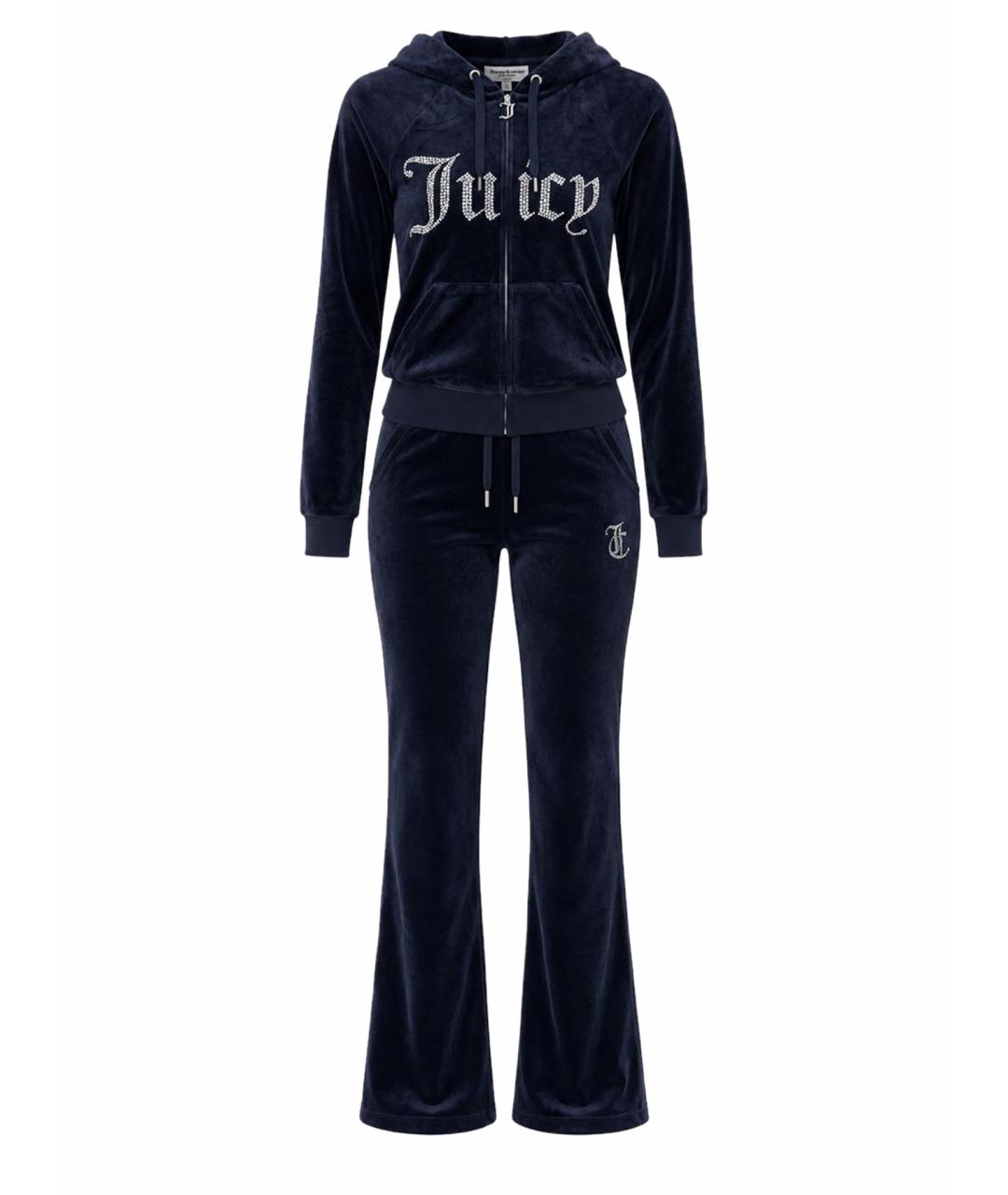 JUICY COUTURE Темно-синий велюровый костюм с брюками, фото 1
