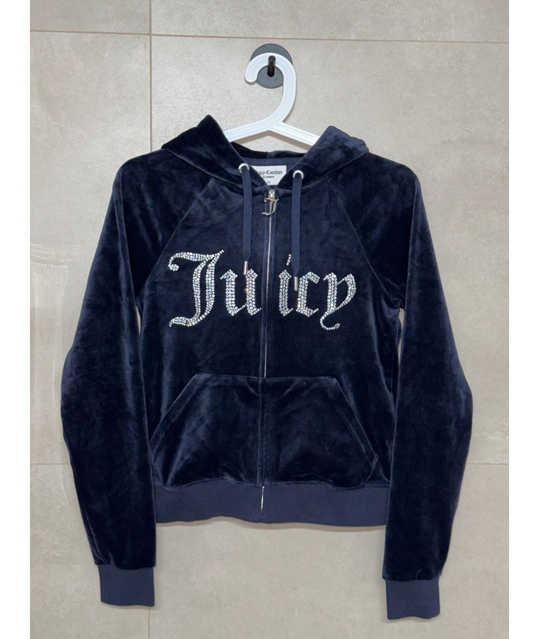 JUICY COUTURE Темно-синий велюровый костюм с брюками, фото 2