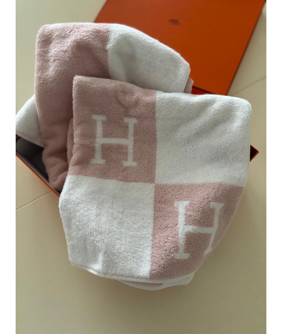HERMES Розовое хлопковое полотенце, фото 2
