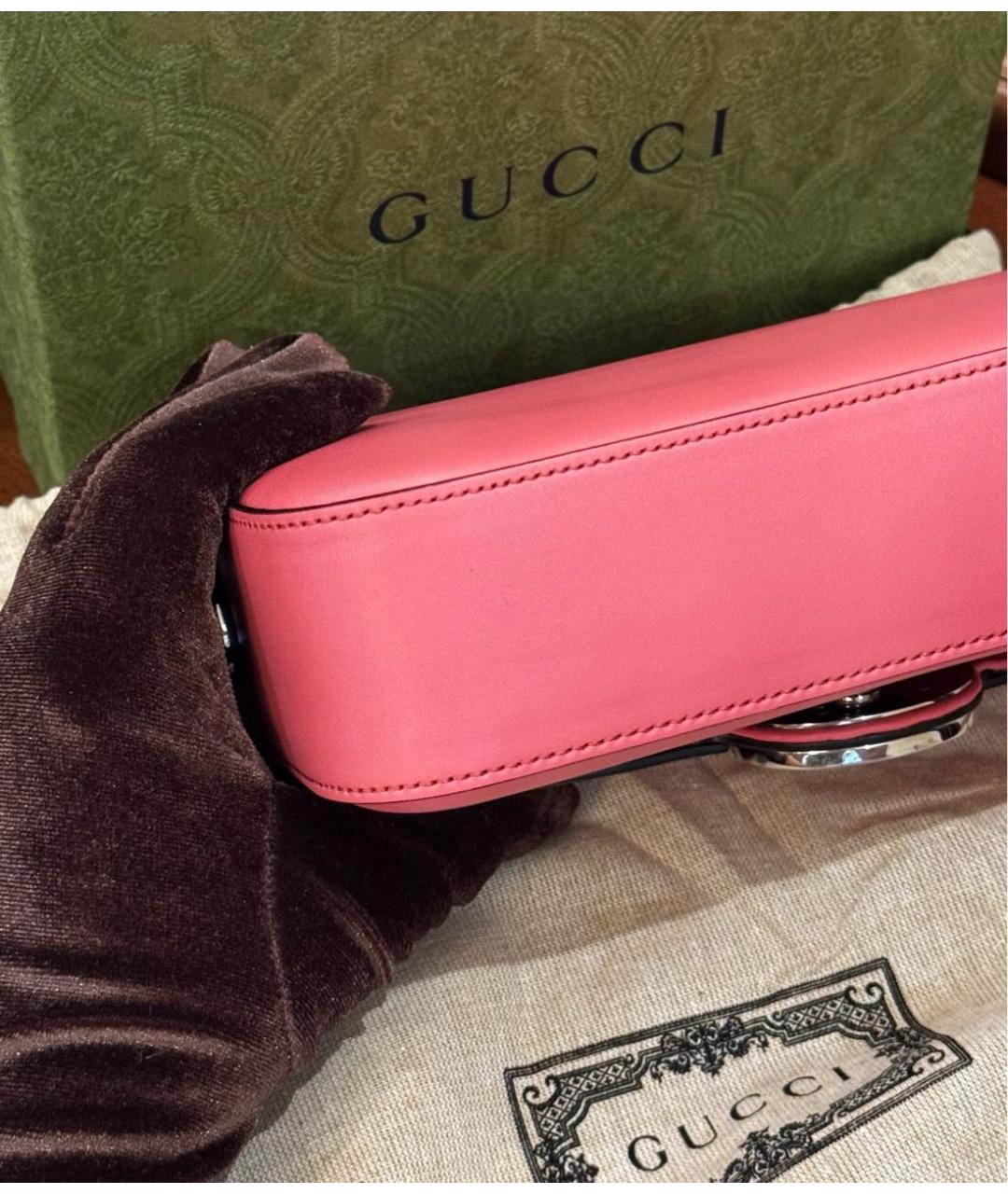 GUCCI Розовая кожаная сумка через плечо, фото 6