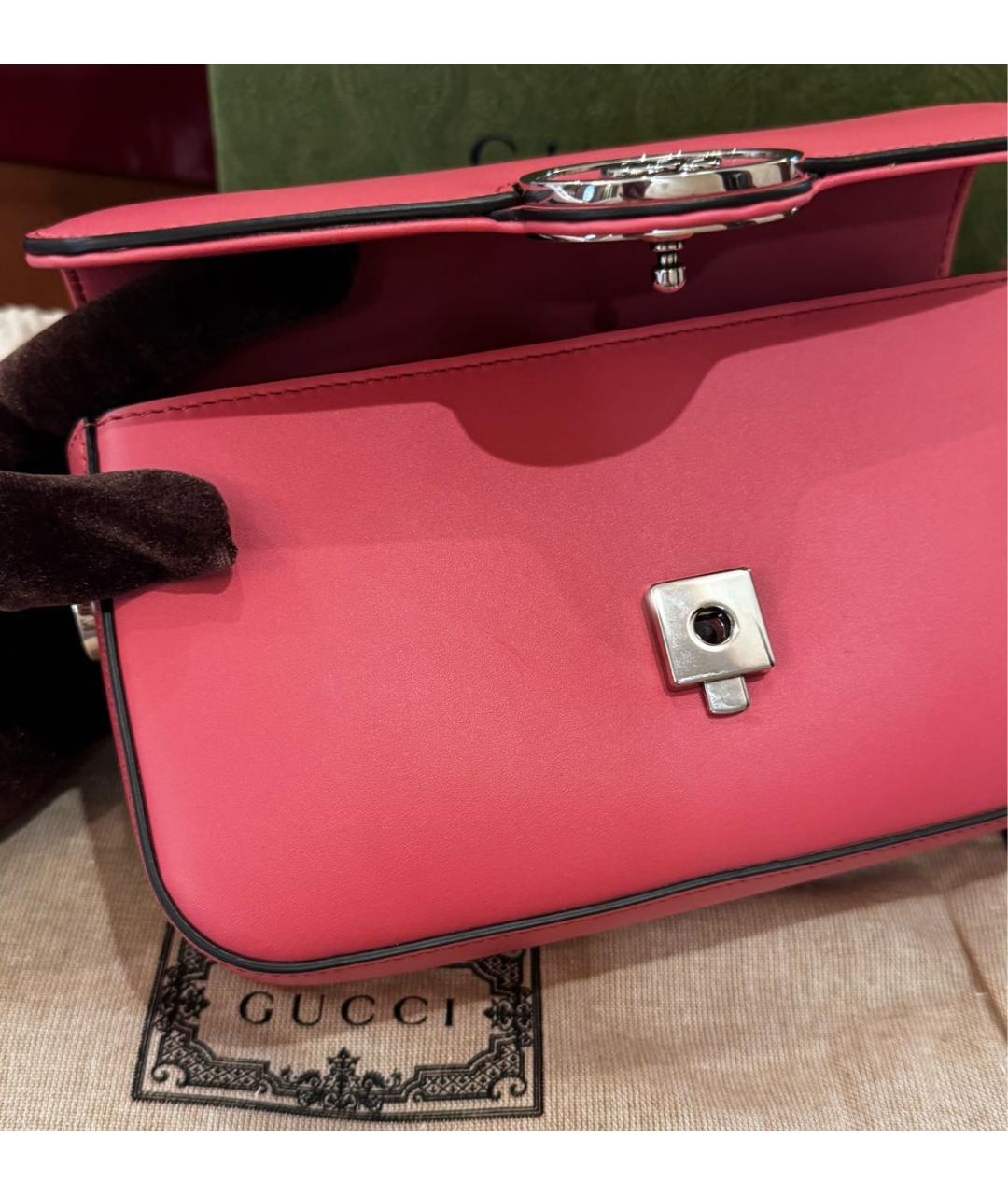 GUCCI Розовая кожаная сумка через плечо, фото 4