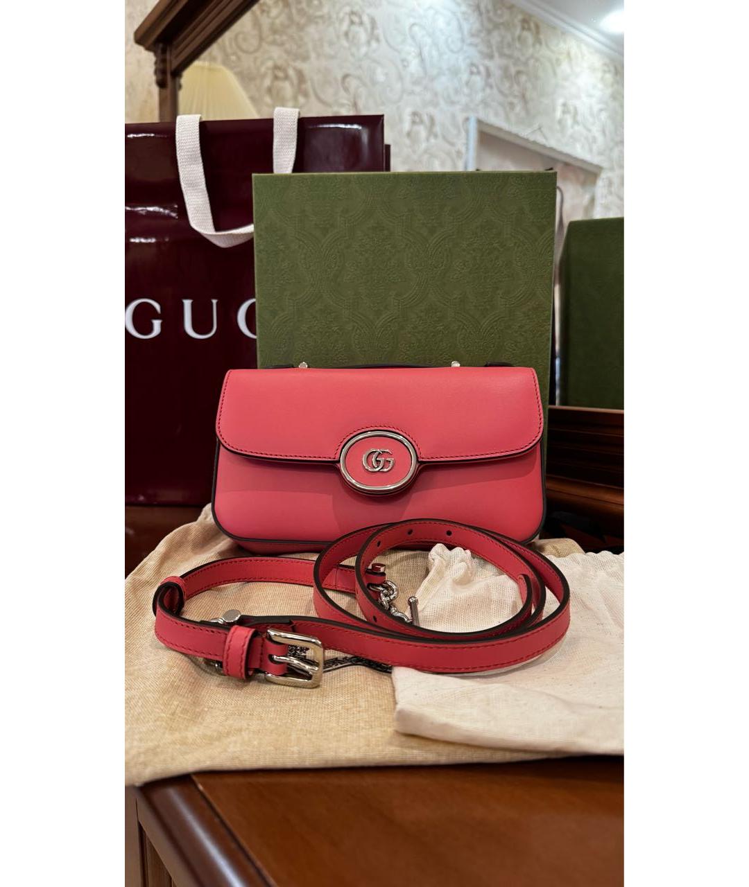 GUCCI Розовая кожаная сумка через плечо, фото 2
