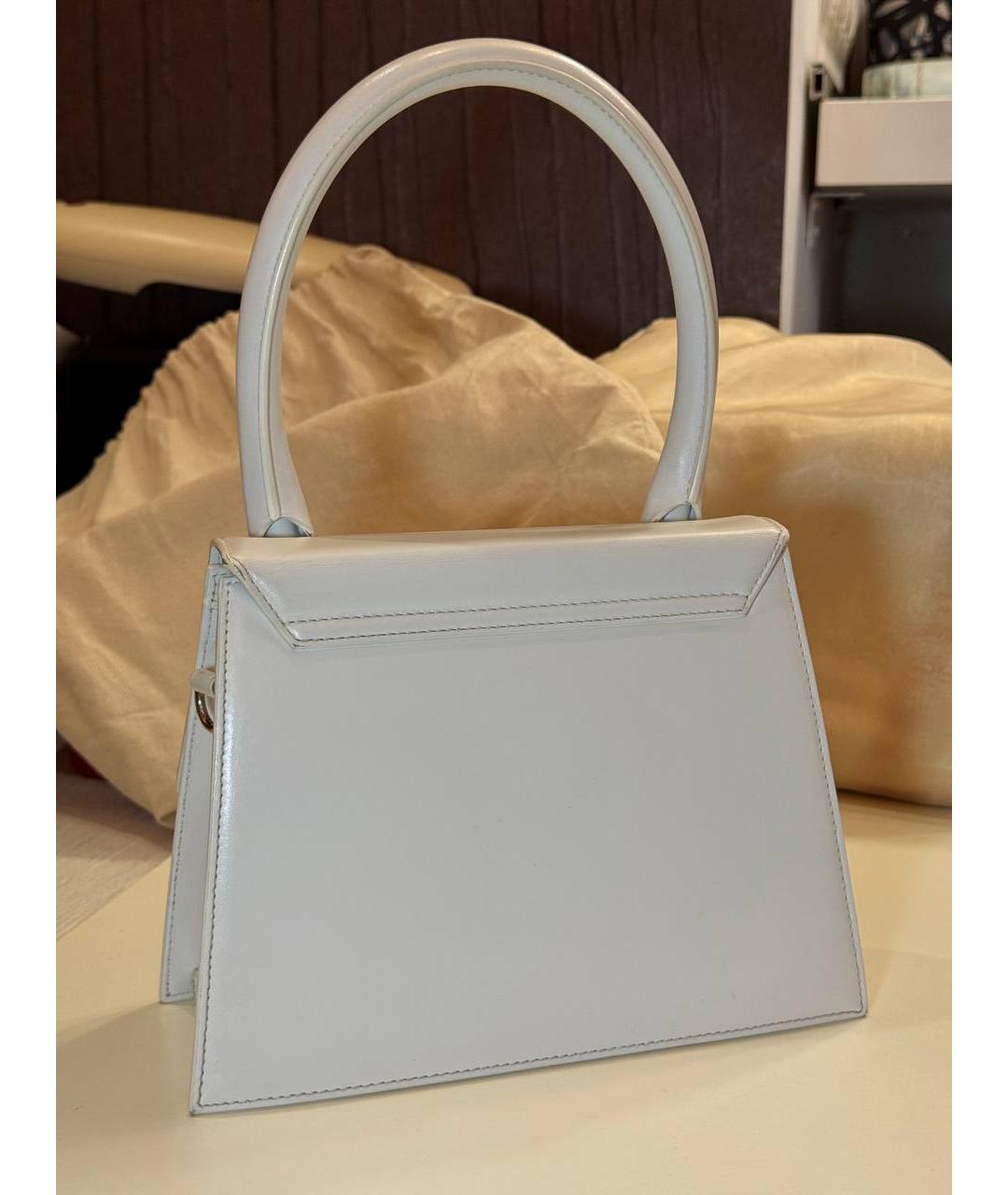 JACQUEMUS Белая кожаная сумка с короткими ручками, фото 6