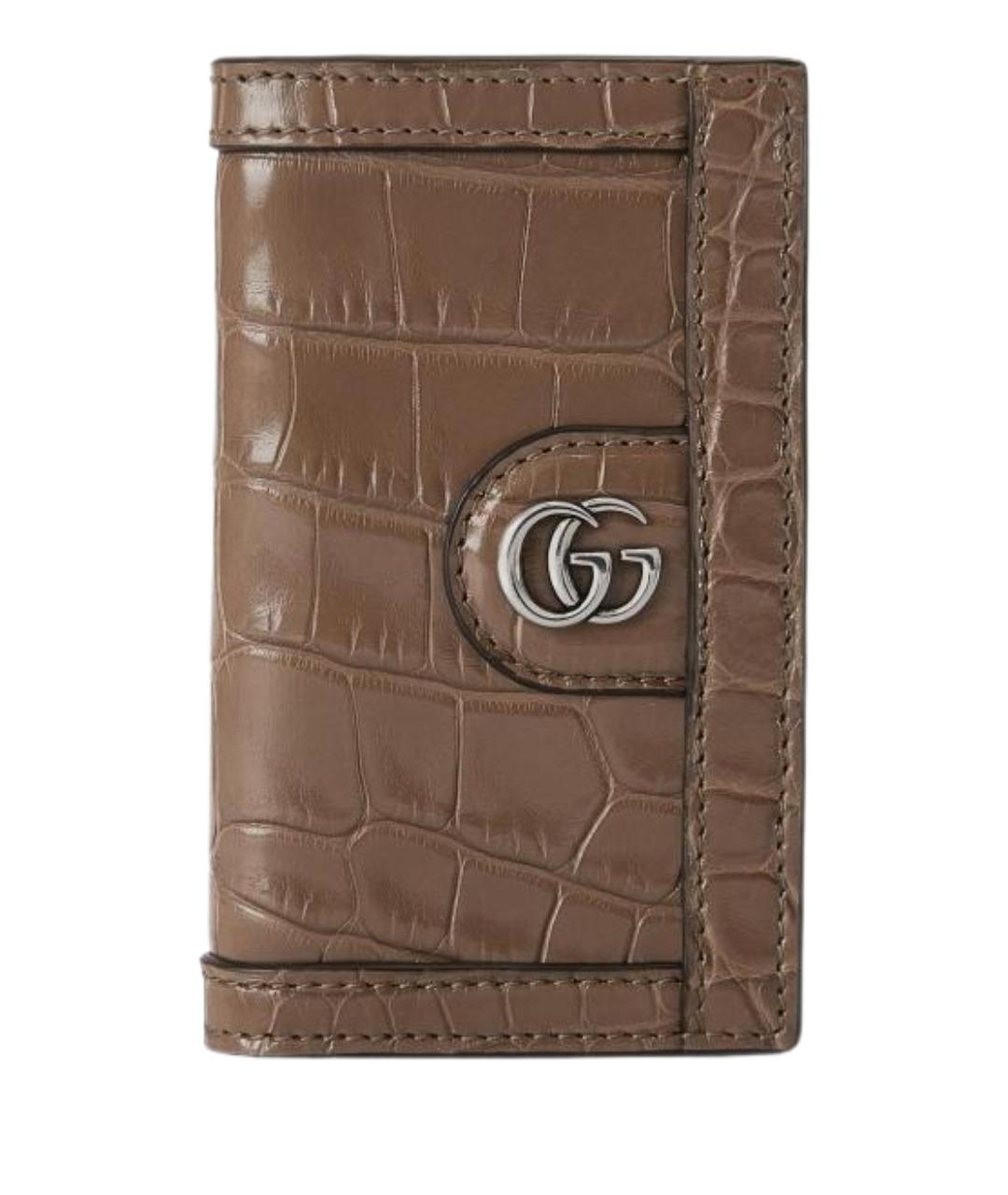 GUCCI Коричневый кожаный кардхолдер, фото 1