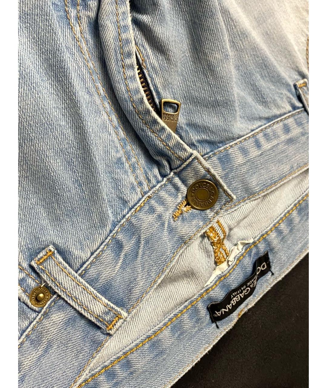 DOLCE&GABBANA Голубые хлопковые прямые джинсы, фото 4