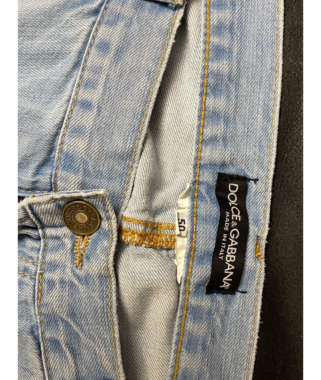 DOLCE&GABBANA Голубые хлопковые прямые джинсы, фото 3