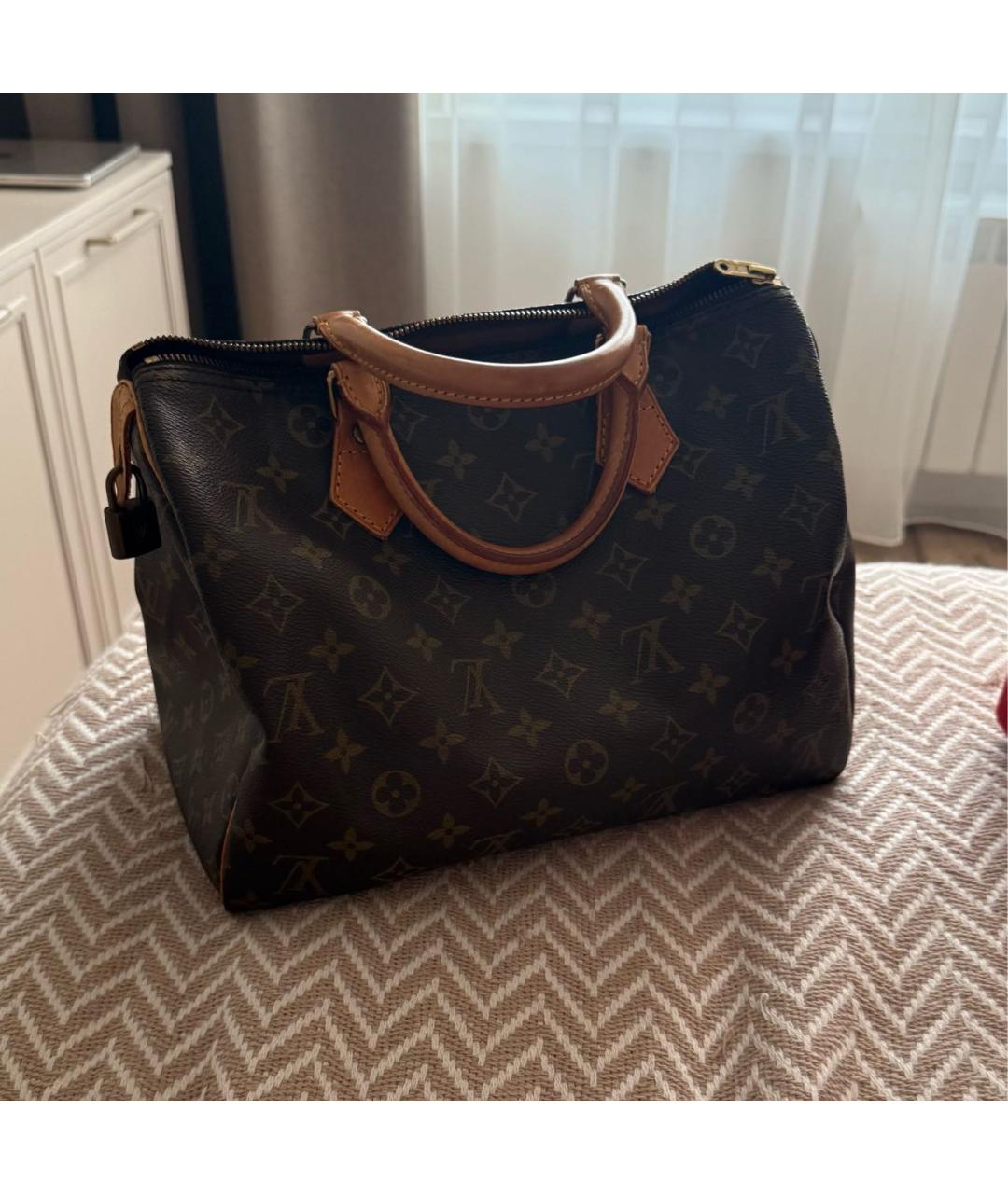 LOUIS VUITTON Коричневая канва сумка с короткими ручками, фото 3