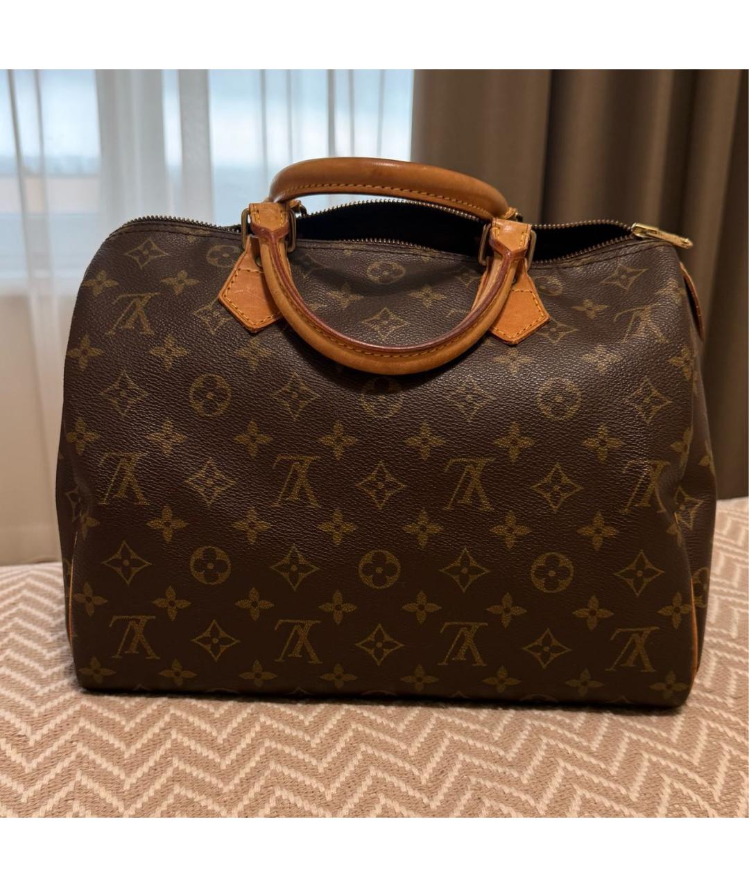 LOUIS VUITTON Коричневая канва сумка с короткими ручками, фото 7