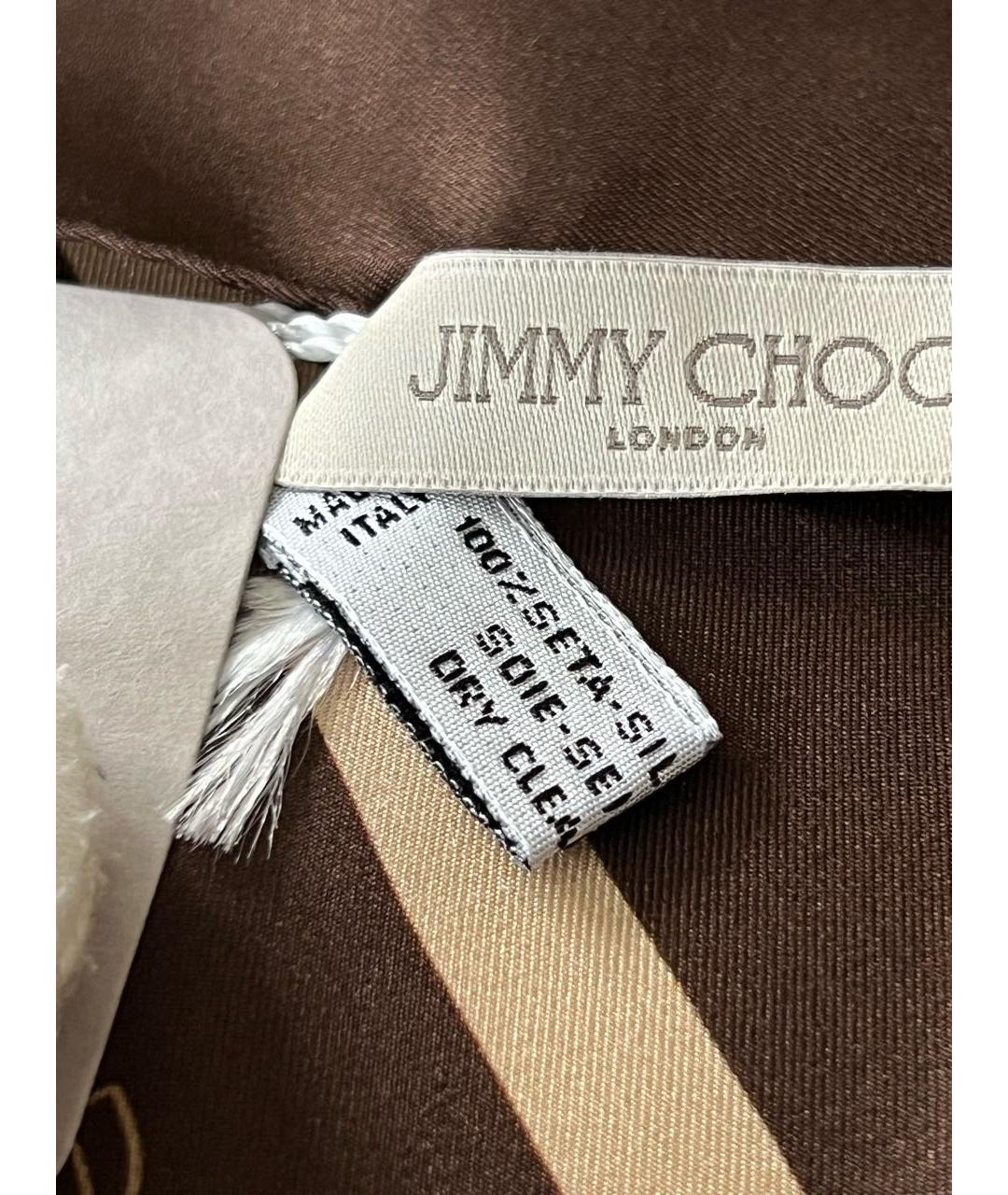 JIMMY CHOO Коричневый шелковый платок, фото 2
