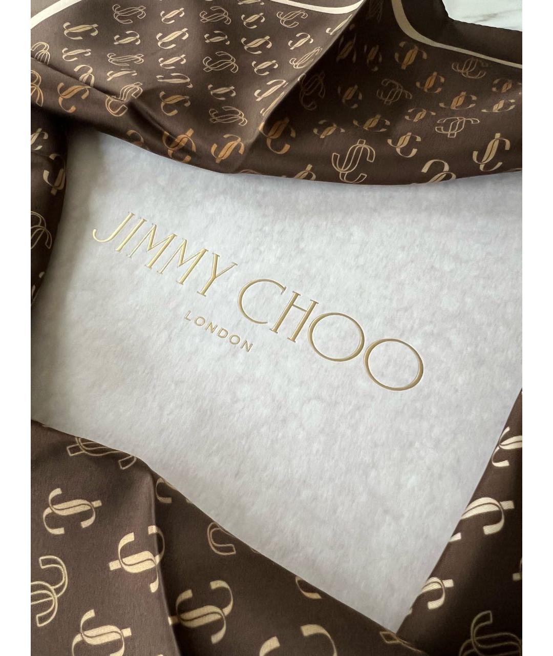 JIMMY CHOO Коричневый шелковый платок, фото 6