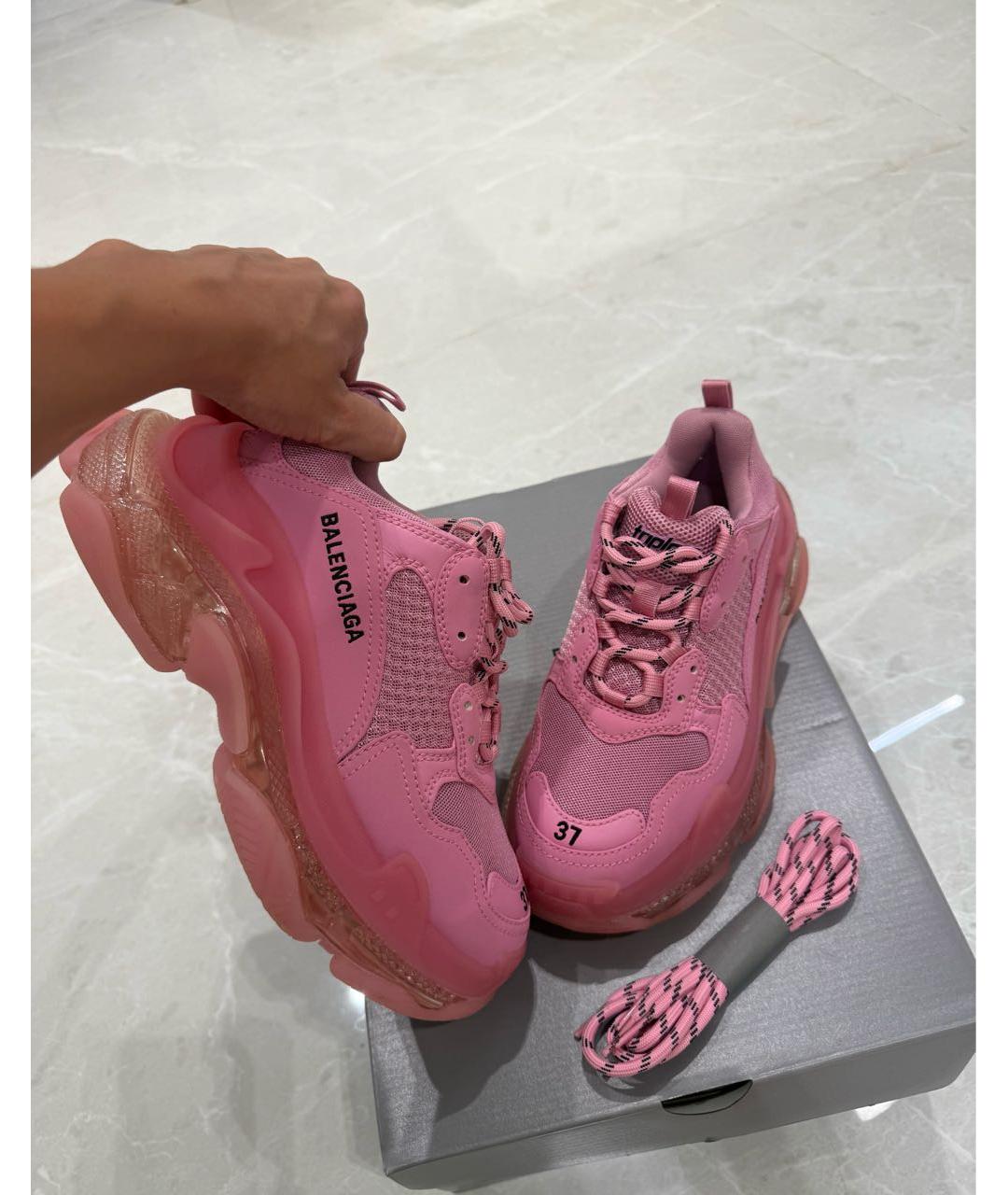 BALENCIAGA Розовые текстильные кроссовки, фото 3