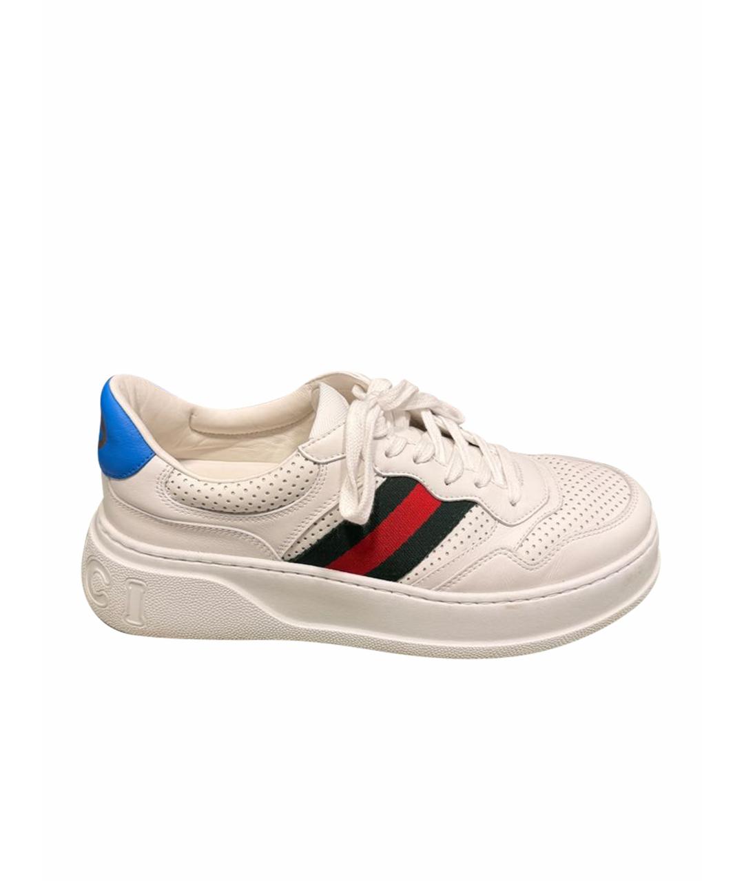 GUCCI Белые кожаные низкие кроссовки / кеды, фото 1
