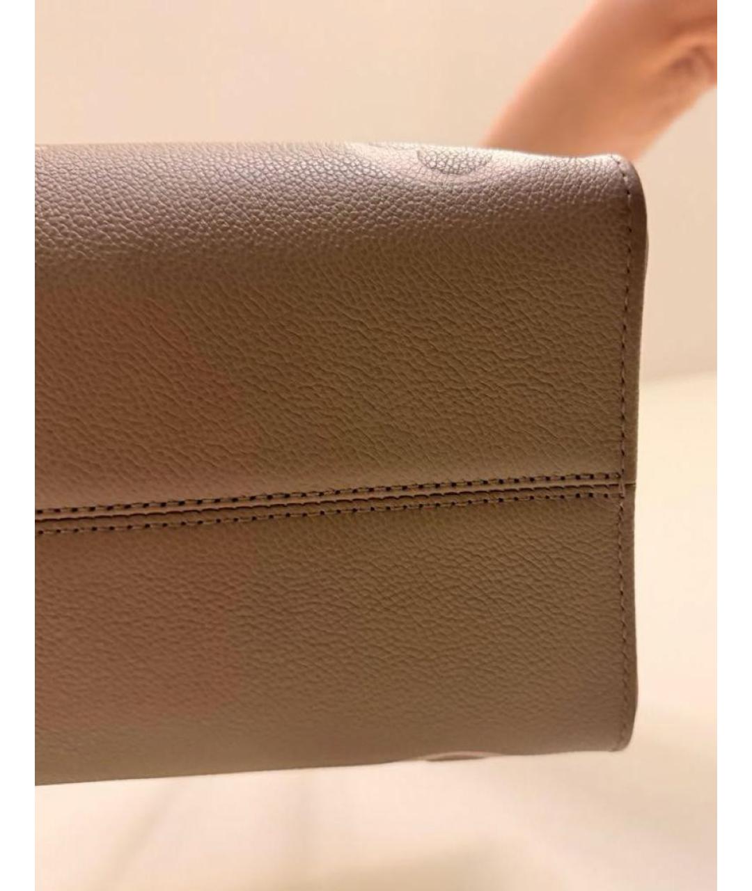 LOUIS VUITTON Бежевая кожаная сумка тоут, фото 7