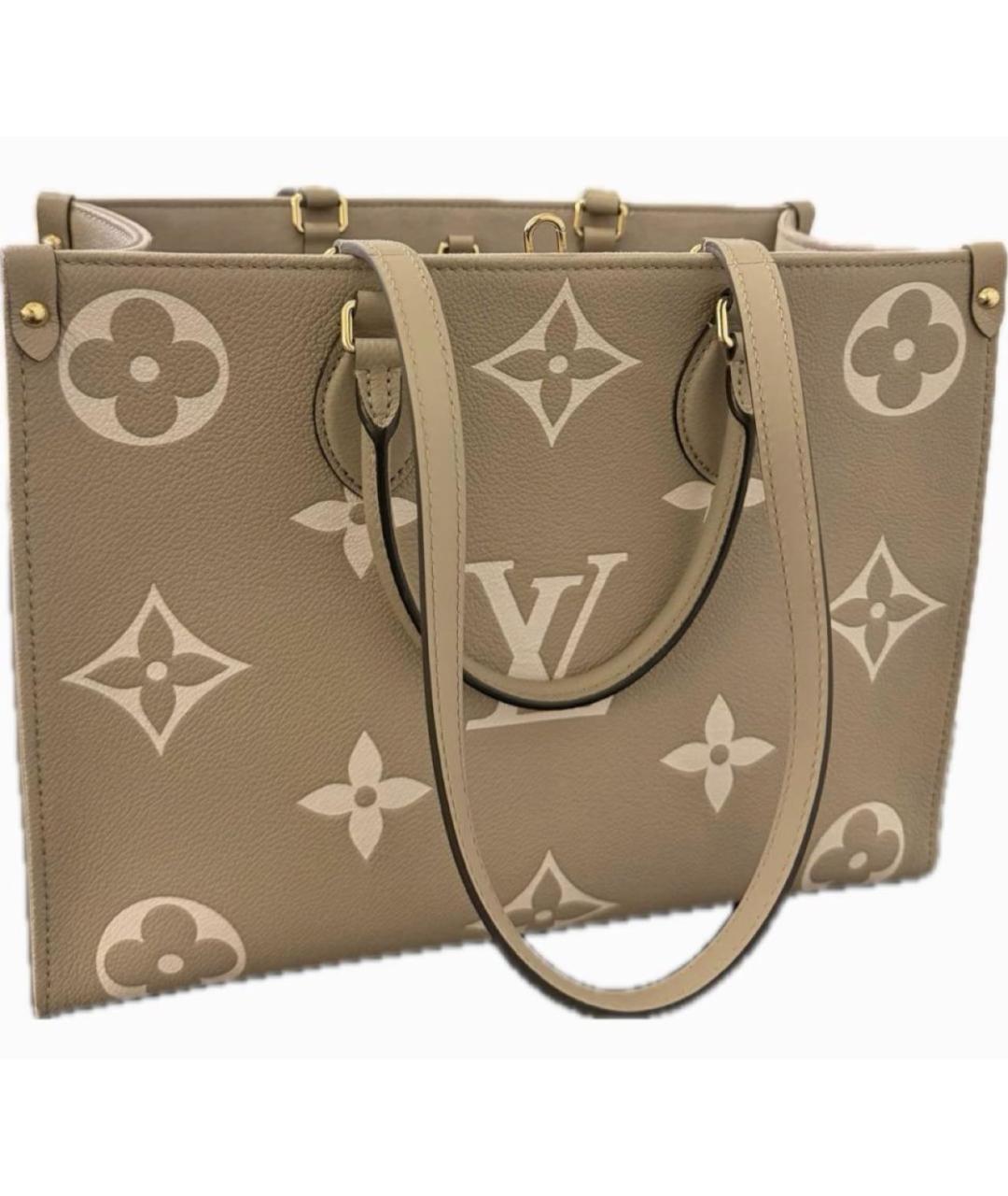 LOUIS VUITTON Бежевая кожаная сумка тоут, фото 2
