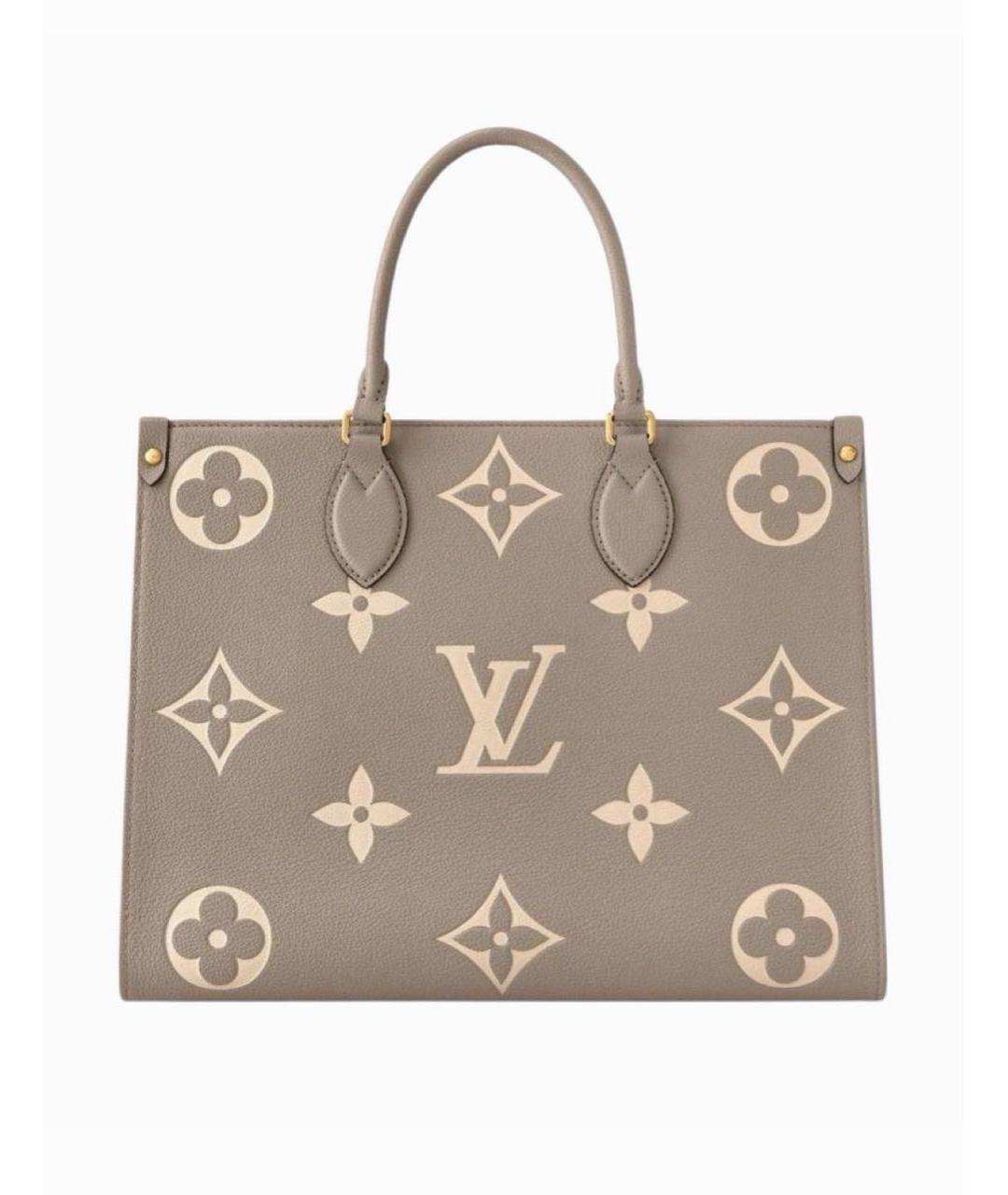 LOUIS VUITTON Бежевая кожаная сумка тоут, фото 9