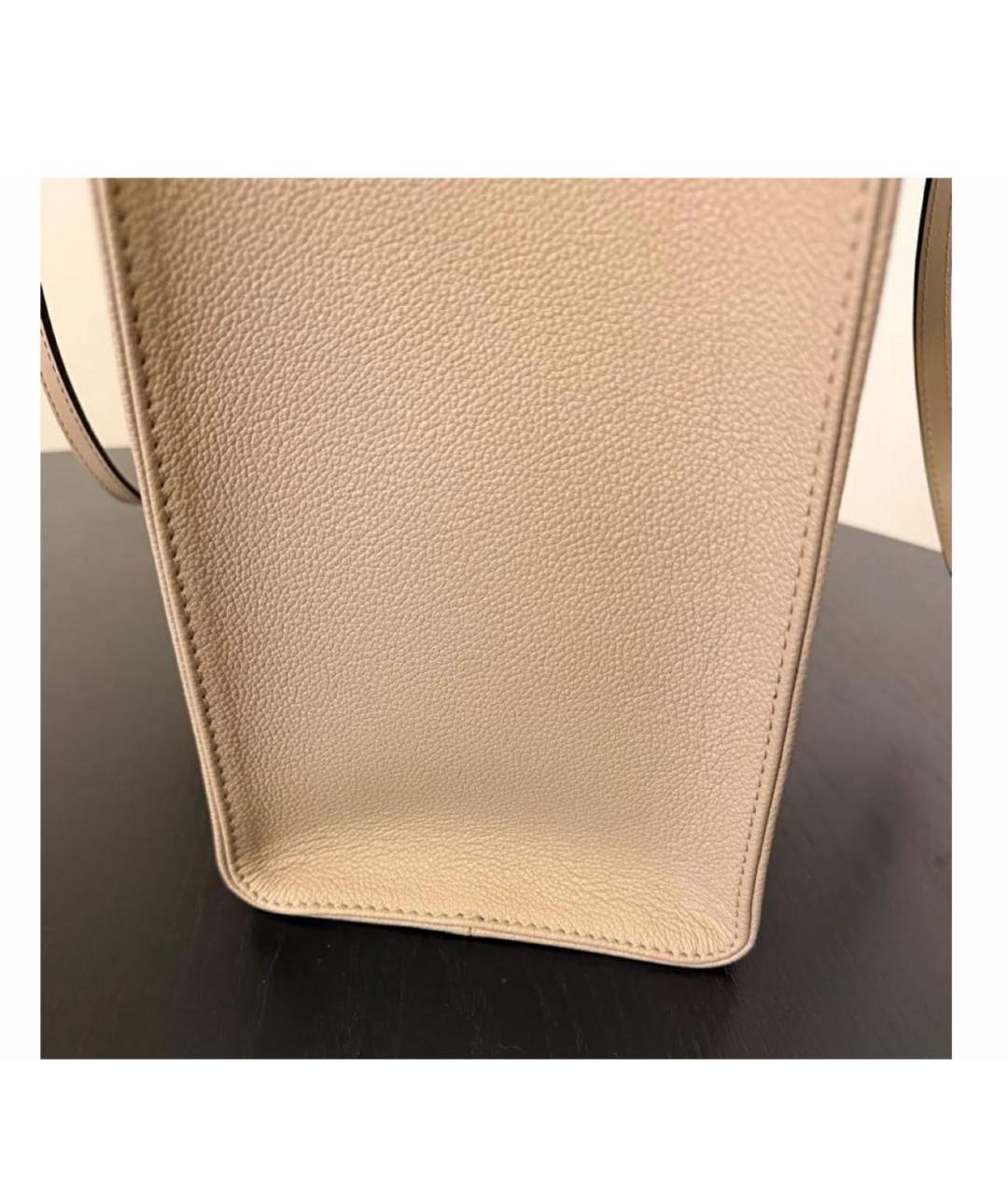 LOUIS VUITTON Бежевая кожаная сумка тоут, фото 6