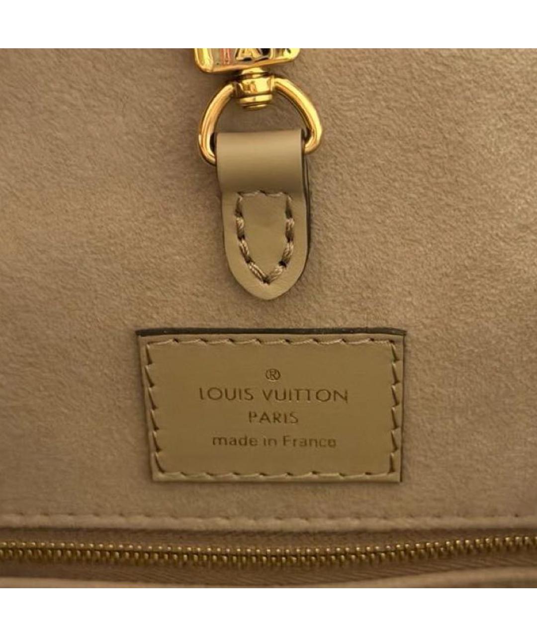 LOUIS VUITTON Бежевая кожаная сумка тоут, фото 5