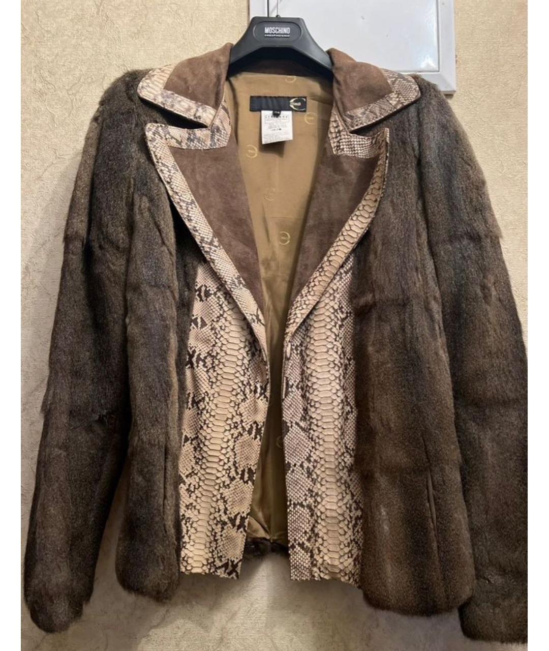 JUST CAVALLI Коричневая меховая куртка, фото 2
