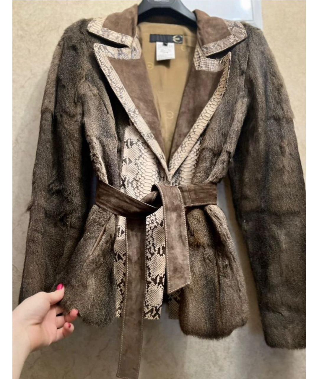 JUST CAVALLI Коричневая меховая куртка, фото 4
