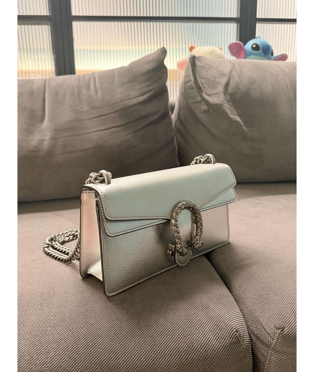 GUCCI Серебряная кожаная сумка через плечо, фото 2