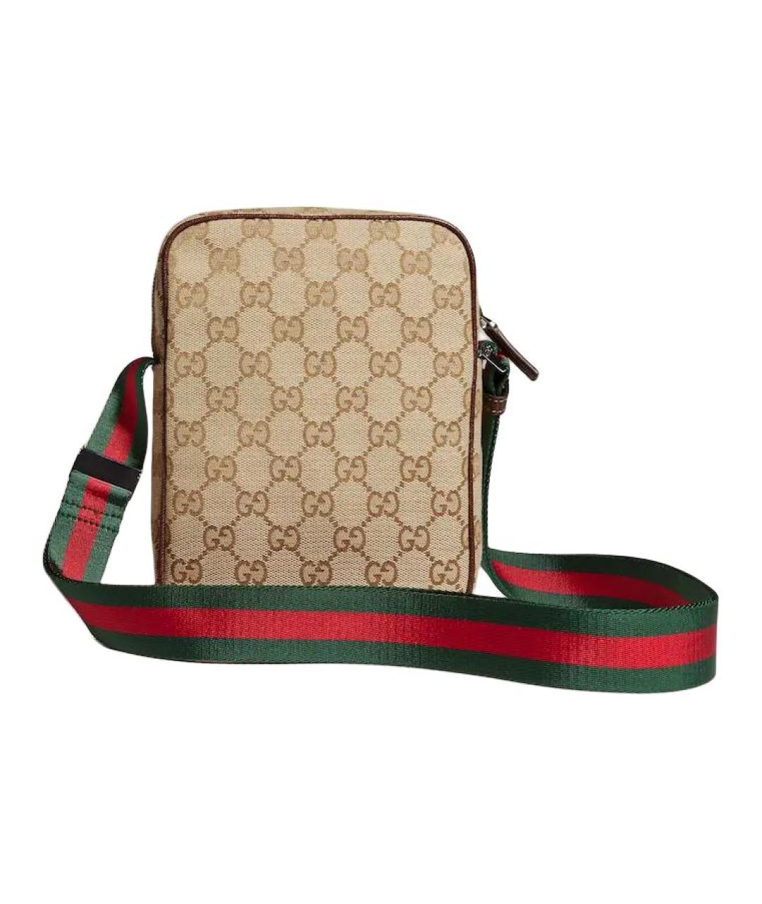 GUCCI Бежевая сумка на плечо из канвы, фото 3